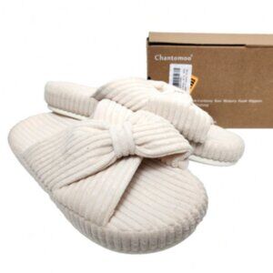 Chantomoo Memory Foam Slide House Bedroom Corduroy Crossbands Slipper NEW